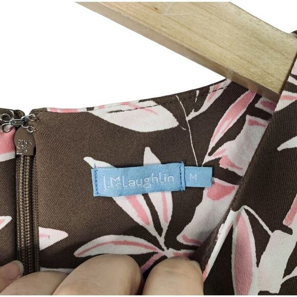 J McLaughlin Bamboo Printed 3/4 Sleeve Sheath Dress Womens Size Medium $198 - Picture 4 of 10